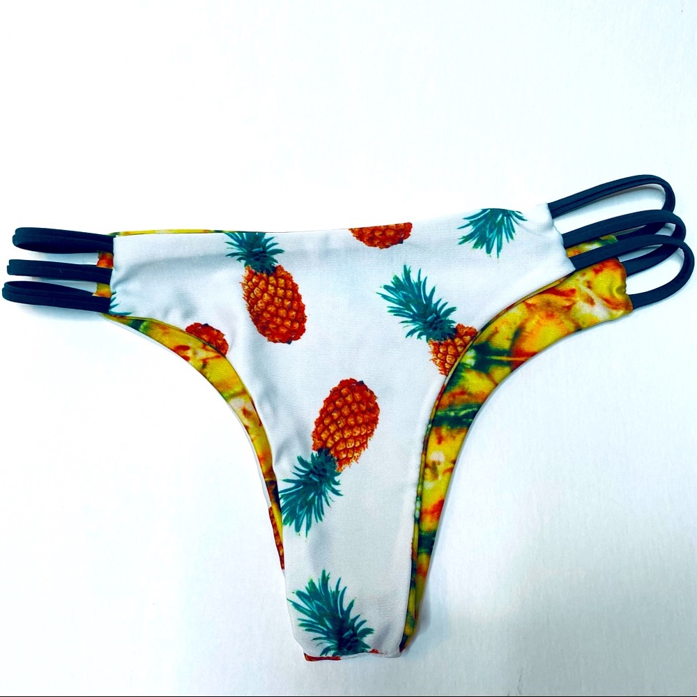 Pineapple Fruit Print Reversible Side Strap Bikin… - image 2